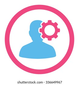 Migraine vector icon. Style is bicolor flat rounded symbol, pink and blue colors, rounded angles, white background.