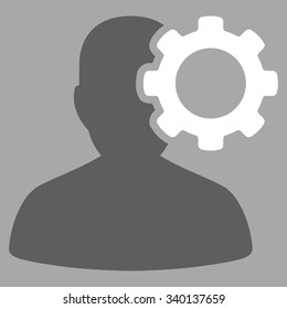 Migraine vector icon. Style is bicolor flat symbol, dark gray and white colors, rounded angles, silver background.