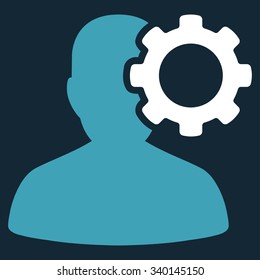 Migraine vector icon. Style is bicolor flat symbol, blue and white colors, rounded angles, dark blue background.