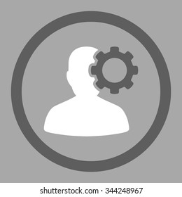Migraine vector icon. Style is bicolor flat rounded symbol, dark gray and white colors, rounded angles, silver background.