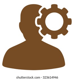 Migraine vector icon. Style is flat symbol, brown color, rounded angles, white background.