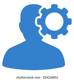 Migraine vector icon. Style is flat symbol, cobalt color, rounded angles, white background.