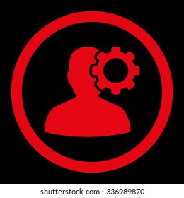 Migraine vector icon. Style is flat rounded symbol, red color, rounded angles, black background.