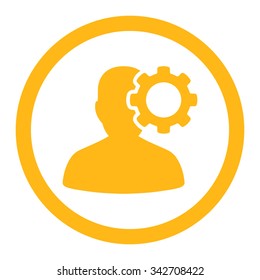 Migraine vector icon. Style is flat rounded symbol, yellow color, rounded angles, white background.