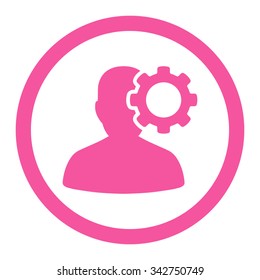Migraine vector icon. Style is flat rounded symbol, pink color, rounded angles, white background.