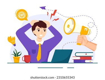 Migraine Vector Illustration People Suffers from Headaches, Stress and Migraines in Healthcare Flat Cartoon Hand Drawn Background Templates