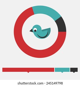 Migrant bird infographic.  Bird and radial diagram. Design element. Flat design