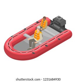 Migrant boat icon. Isometric of migrant boat vector icon for web design isolated on white background