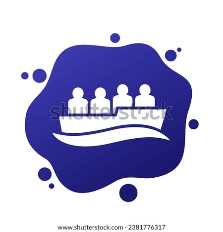 migrant boat icon, refugees vector