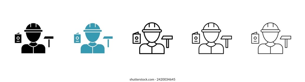 Migrant Employment Vector Icon Set. Overseas labor opportunity vector symbol for UI design.