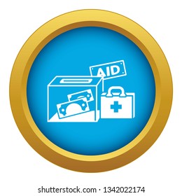 Migrant money aid icon blue vector isolated on white background for any design