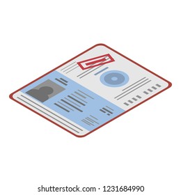 Migrant passport icon. Isometric of migrant passport vector icon for web design isolated on white background