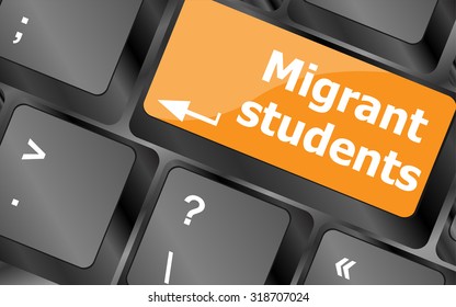 migrant students. keyboard button on computer keyboard keys, vector illustration