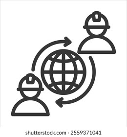 Migrant Worker Outline Icon Vector Illustration