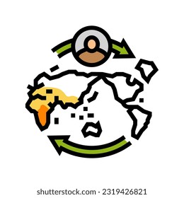 migration africa human evolution color icon vector. migration africa human evolution sign. isolated symbol illustration