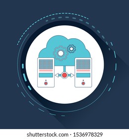 Migration. Backup concept. Copying file. Server. Data Center.