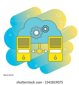 Migration. Backup concept. Copying file. Server. Data Center. Database Synchronize Technology.
