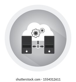 Migration. Backup Concept. Copying File. Server. Data Center. Database Synchronize Technology. Black And White Icon