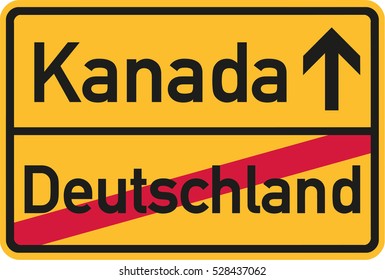 Migration from germany to Canada - german town sign