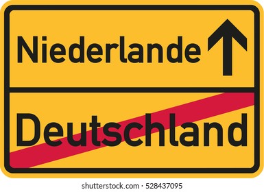 Migration from germany to netherlands - german town sign