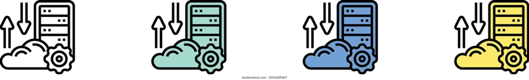 migration icon. Outline, Green, Blue and Yellow Style Design Isolated On White Background