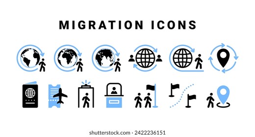 Migration icon set. Vector icons