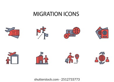 ícone de migração set.vetor.Editável símbolo de estilo traço.linear para usar web design,ilustração logo.Symbol.