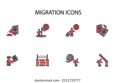 ícone de migração set.vetor.Editável símbolo de estilo traço.linear para usar web design,ilustração logo.Symbol.