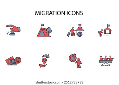 ícone de migração set.vetor.Editável símbolo de estilo traço.linear para usar web design,ilustração logo.Symbol.