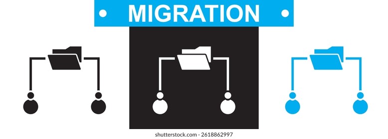 Migration icon. Vector for websites, mobile interfaces, presentations, banner, visual branding etc. Vector illustration. isolated on white and black background. EPS 10