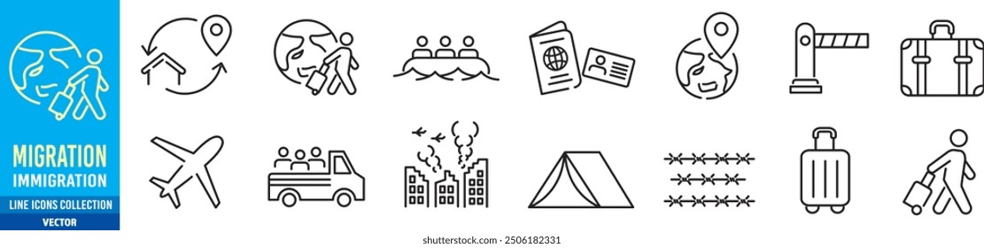 Migration icons set collection vector. 