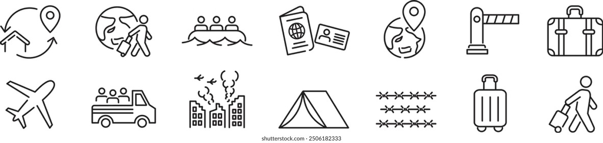 Migration icons set collection vector. 