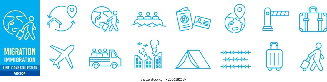 Migration icons set collection vector. 