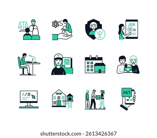 Migration issues - line design style icons set