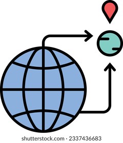 Migration moving globe destination map Outline