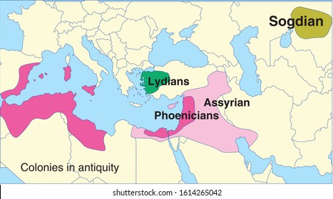 Migration Period, colonies in antiquity, ancient history, phoenicians, assyrian, phoenicians,  lydians,