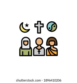 icono de esquema de religiones de migración. del icono de ilustración de migración. signos, símbolos se pueden utilizar para web, logotipo, aplicación móvil, interfaz de usuario, UX