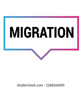 migration sign,label. migration speech bubble. migration tag sign,banner