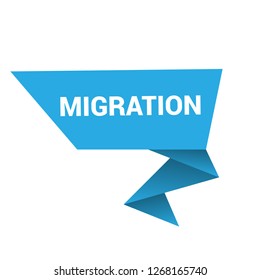 migration sign,label. migration speech bubble. migration tag sign,banner