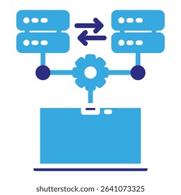 Migration solid dual color icon. Simple vector icon design in solid color style. Editable vector format