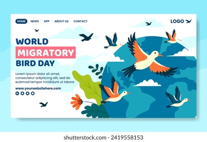 Migratory Bird Day Social Media Landing Page Cartoon Hand Drawn Templates Background Illustration