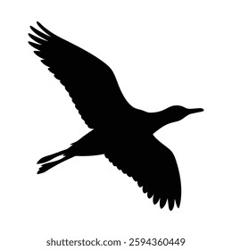 Migratory Bird Vector, illustration black silhouette, bird flying