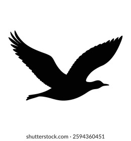 Migratory Bird Vector, illustration black silhouette, bird flying