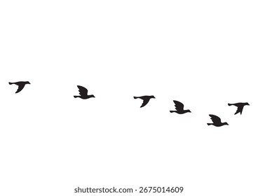 Aves migratorias volando en una línea