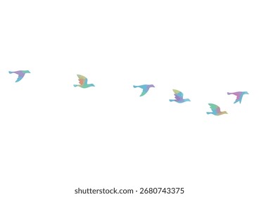 Aves migratorias volando en una línea