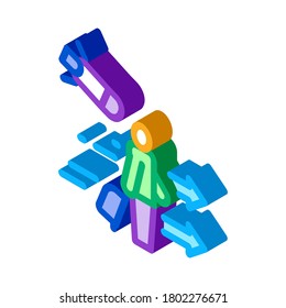 migratory man tourist icon vector. isometric migratory man tourist sign. color isolated symbol illustration