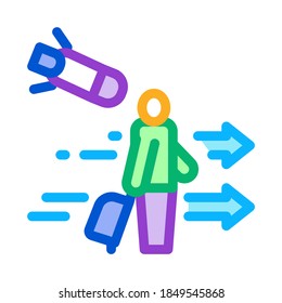 migratory man tourist icon vector. migratory man tourist sign. isolated contour symbol illustration