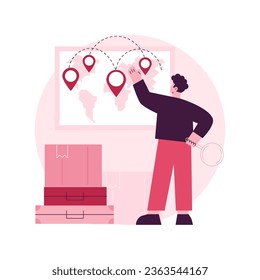 Migratory movement abstract concept vector illustration. Human migration, movement of people, refugee group, travelling with bags and kids, work and study search, asylum seekers abstract metaphor.