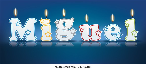 MIGUEL escrito com velas acesas - ilustração vetorial
