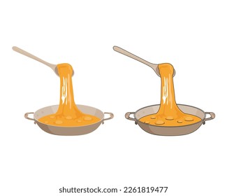 Mihlama, muhlama (kuymak) is a famous traditional food from Black Sea region in Turkey. It is prepared with cornmeal and cheese and served hot. vector illustration